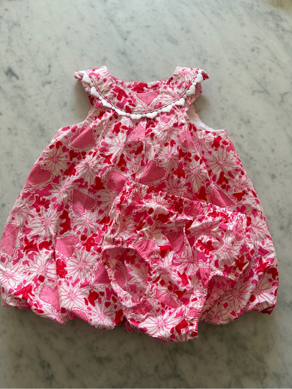 Lily Pulitzer Paloma Bubble Dress in Coconut Dear Heart Print 18-24 mo
